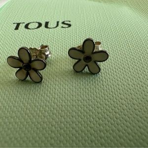 Cute and classy white and silver Tous studs